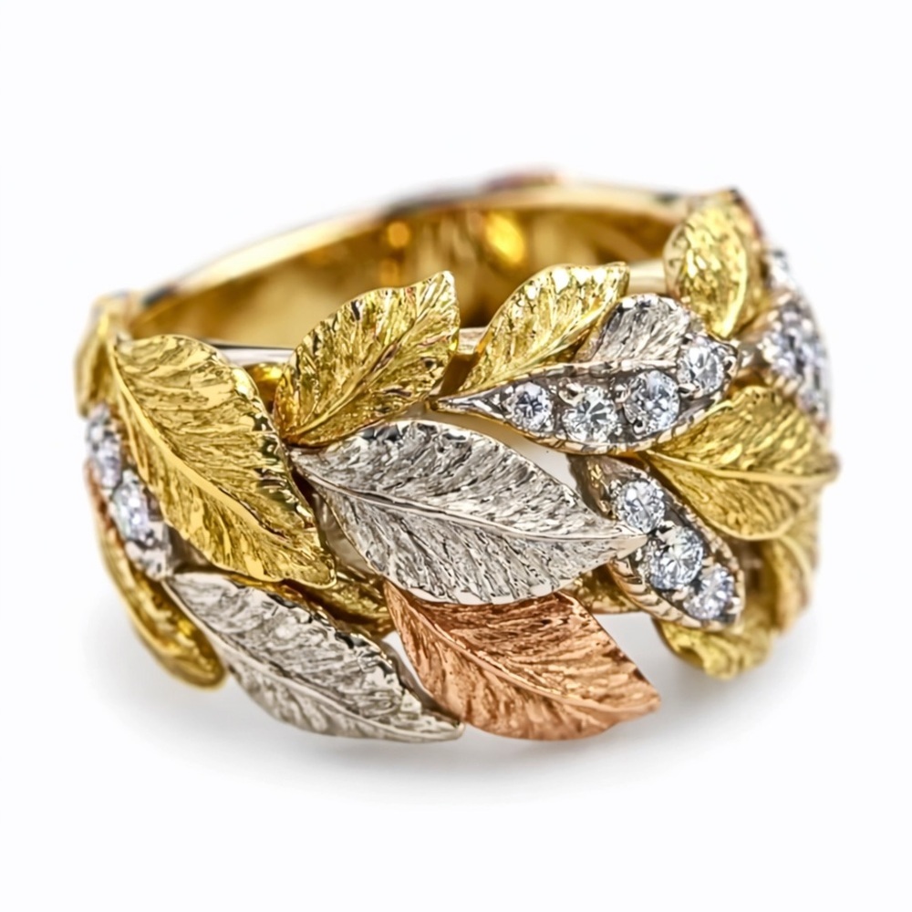 ⚜️ Elegant Gold and Silver Leaf Ring